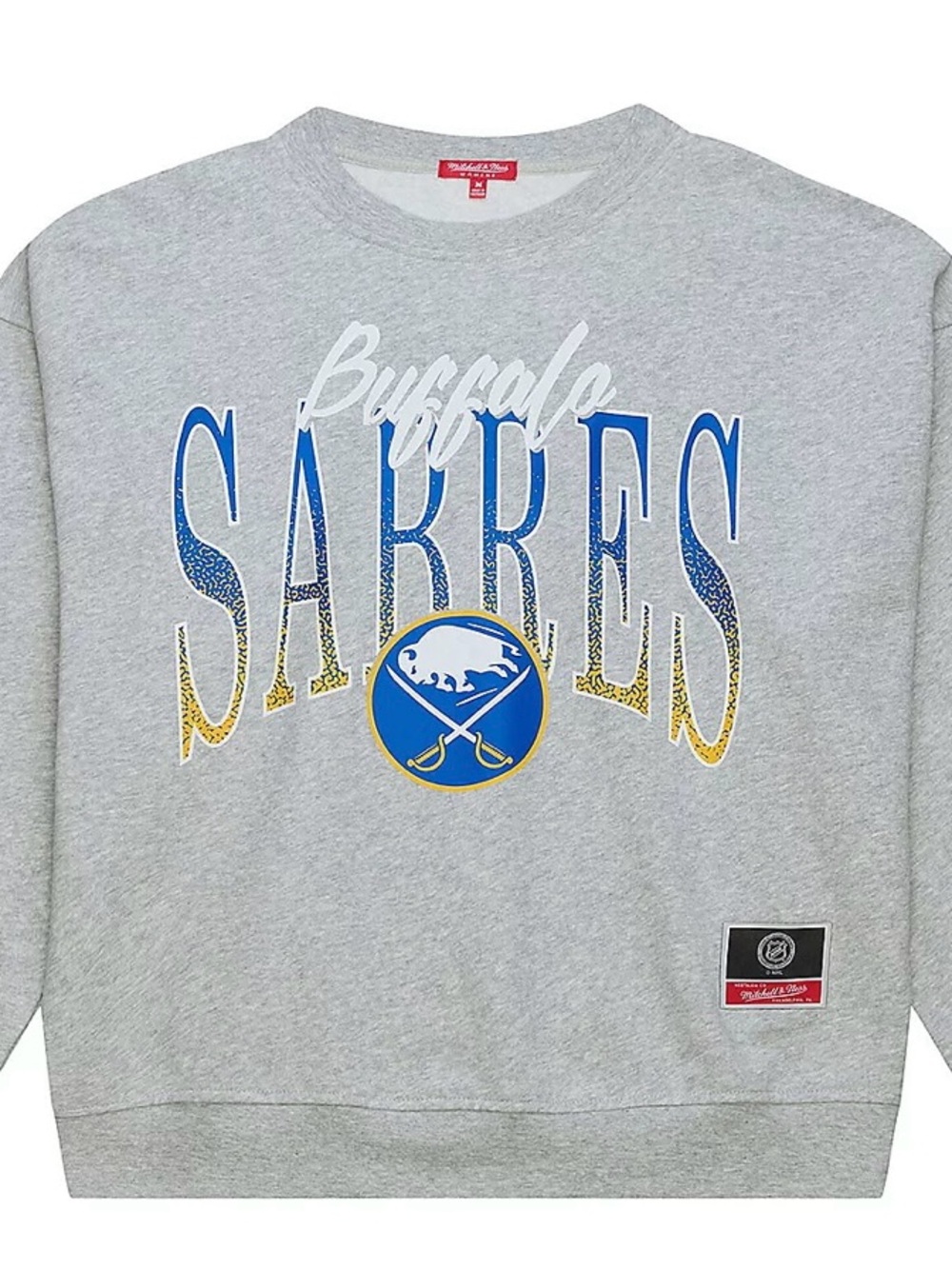 Mitchell & Ness Gray Sweatshirt with Black and Red Logo Panel